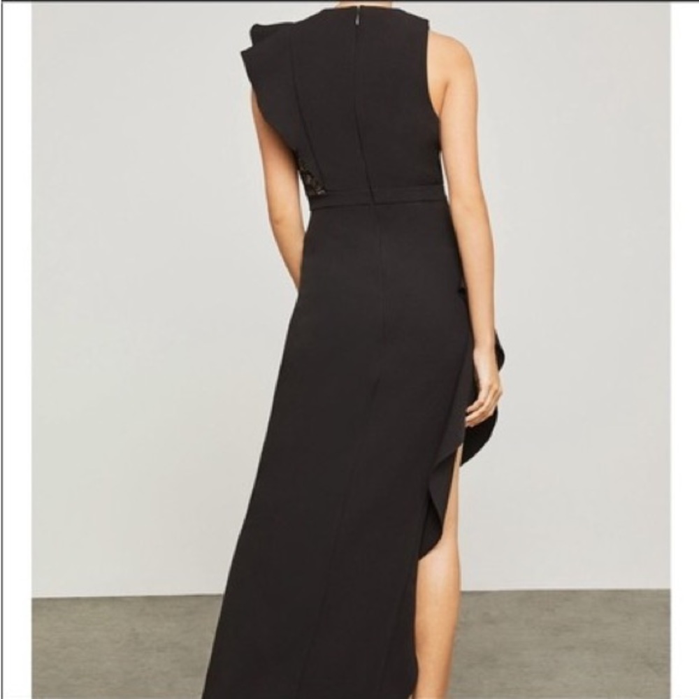 Black Bcbg Marcelle Asymmetrical Ruffle Gown Formal Dress - Picture 2 of 4